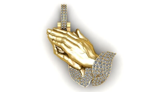 Praying Hands Pendant - 3D CAD Jewelry Design 3D print model
