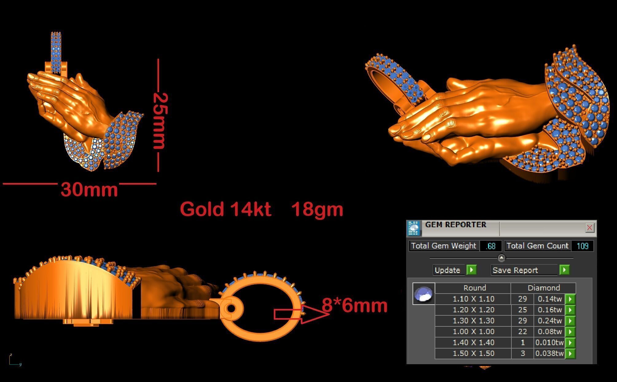 Praying Hands Pendant - 3D CAD Jewelry Design 3D print model_2