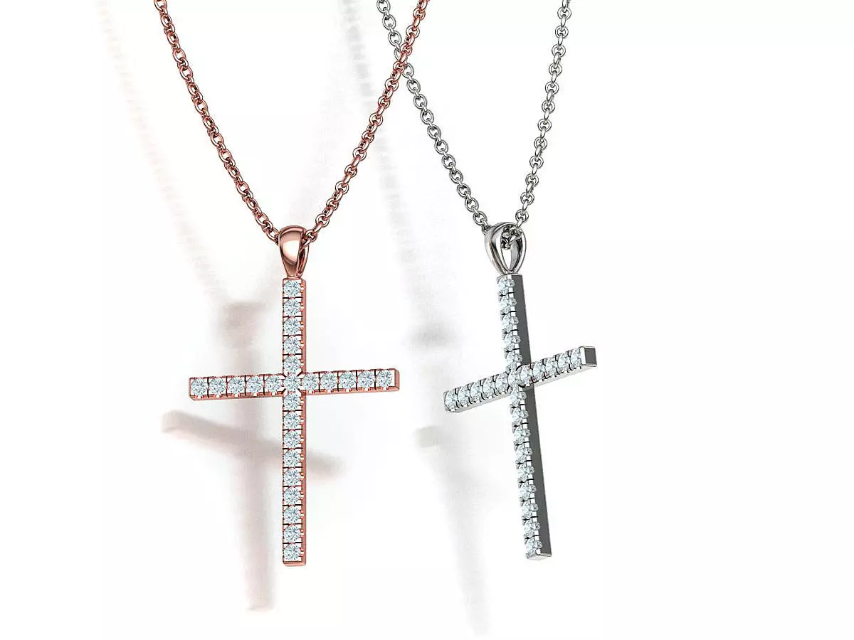 30mm Diamond Cross 1row Design Pave Setting Half Carat Total 3D print model