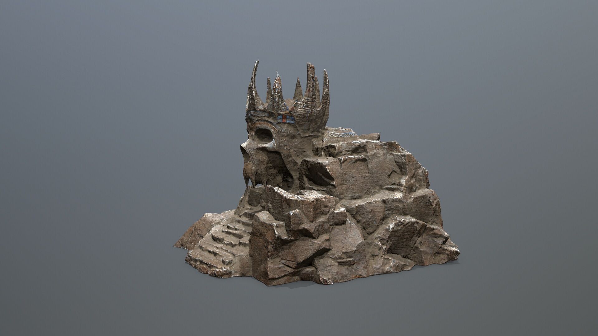 skull cave Low-poly 3D model_5