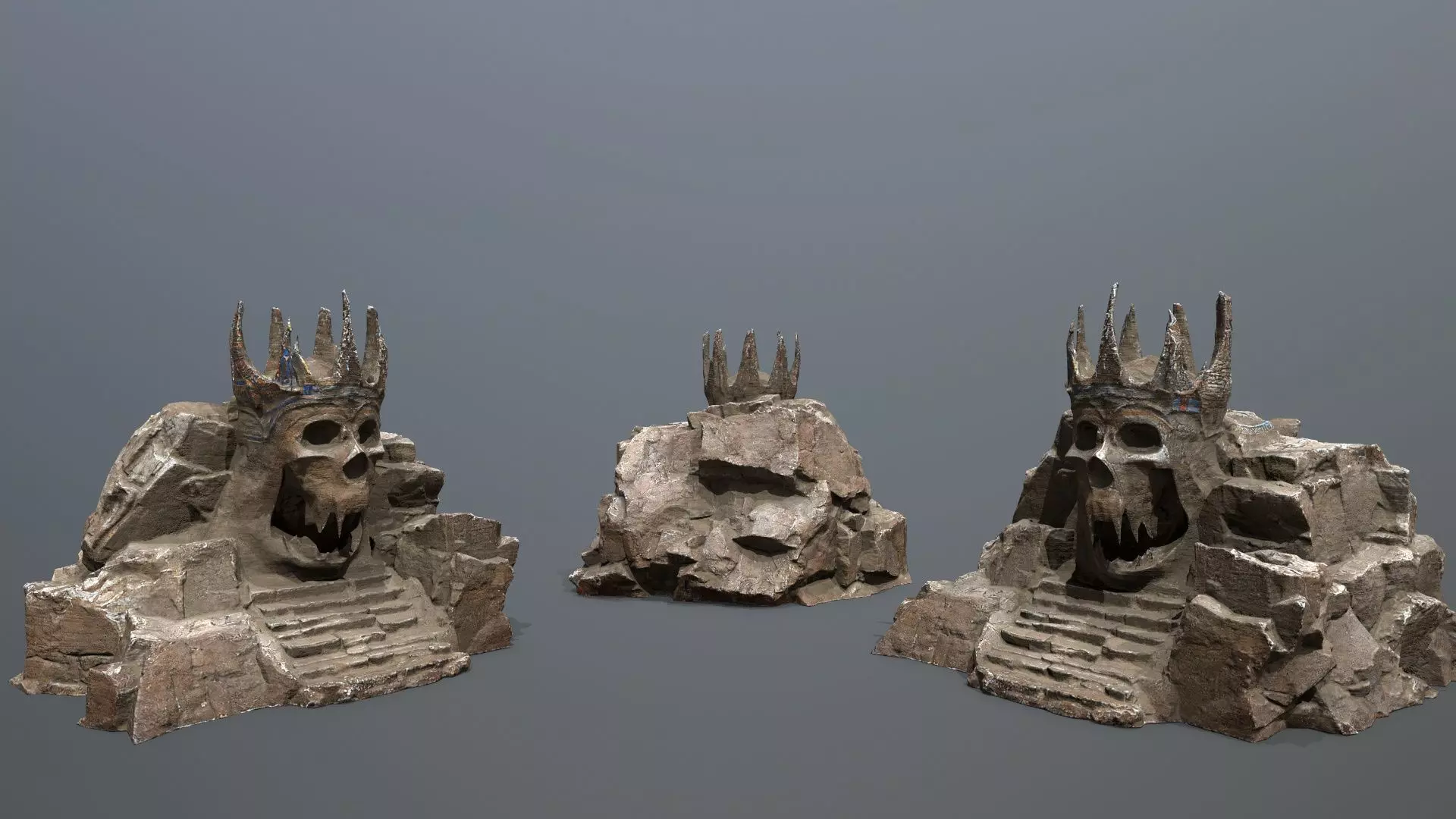 skull cave Low-poly 3D model_0