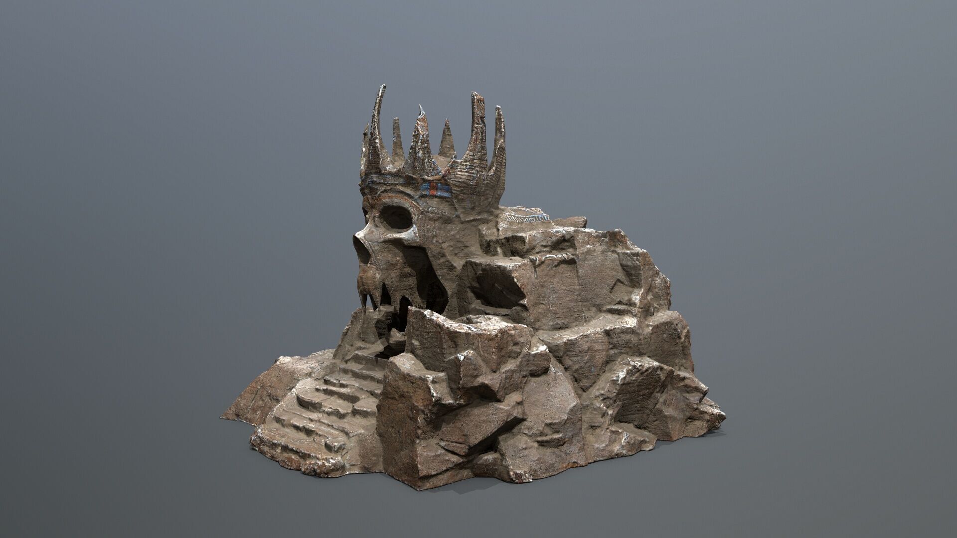 skull cave Low-poly 3D model_2