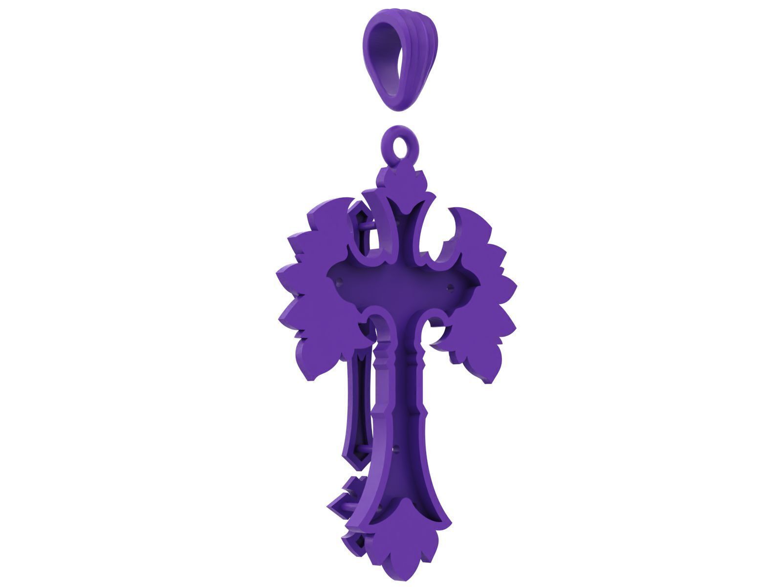 Gothic Skull Cross Pendant 3D print model_7