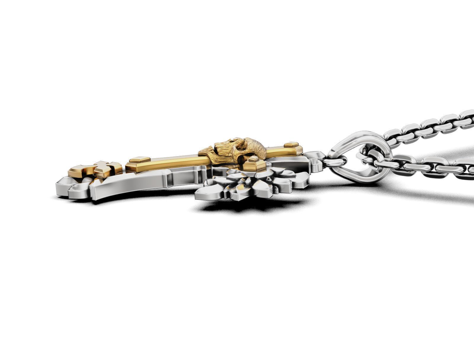 Gothic Skull Cross Pendant 3D print model_4