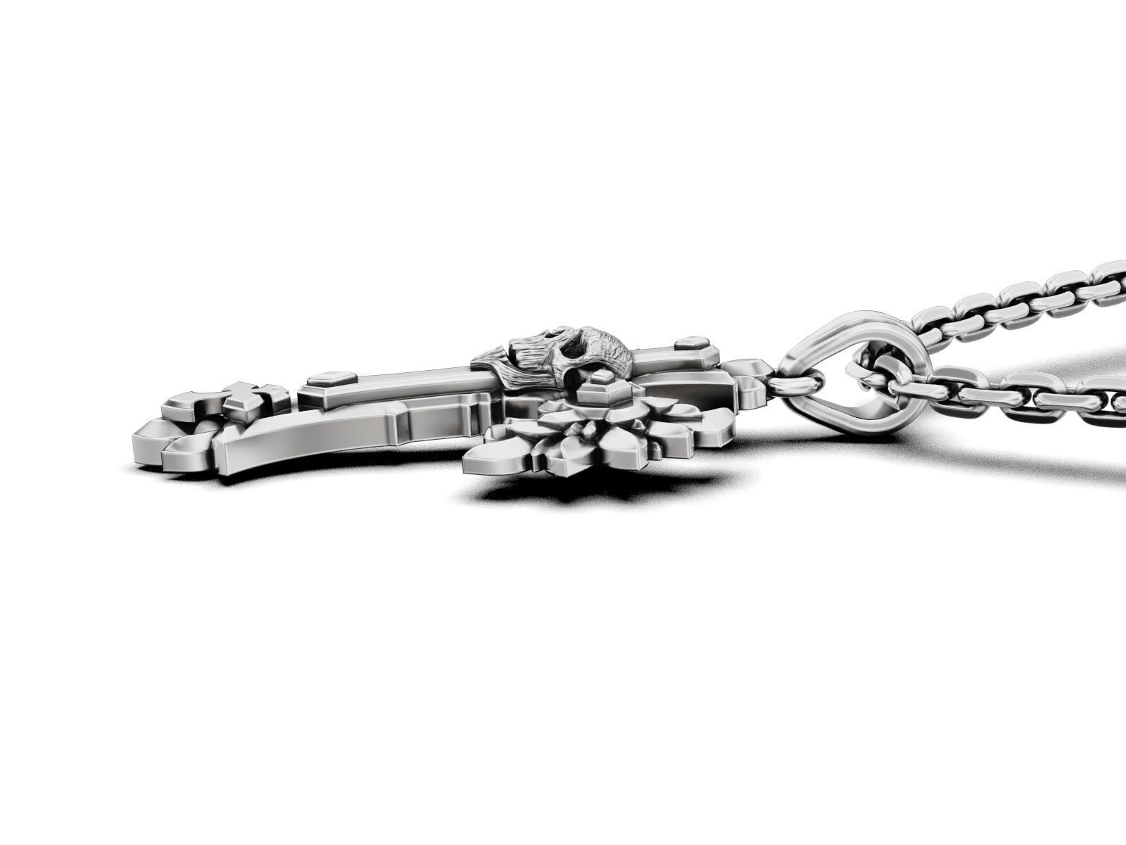 Gothic Skull Cross Pendant 3D print model_13