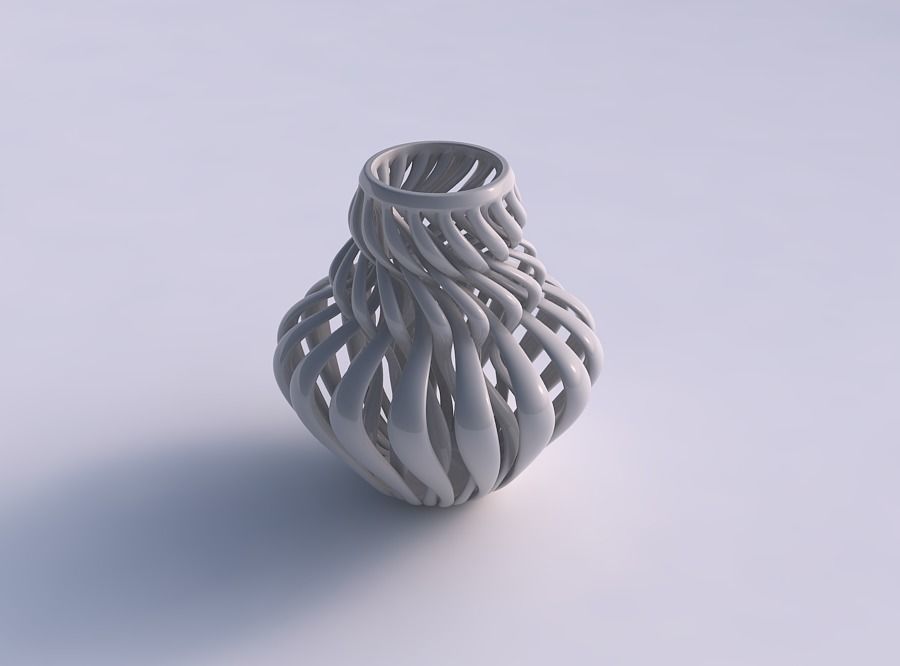 Vase curved twisted with muscle structure and intertwining in... 3D print model_0
