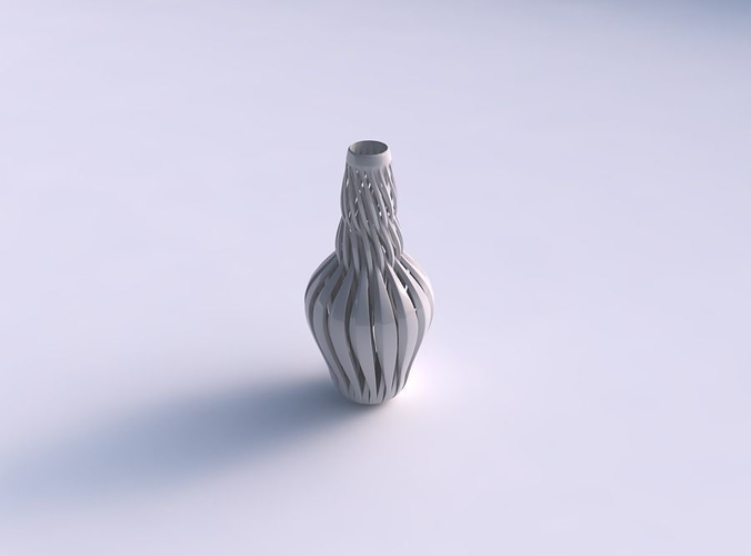 Vase curved twisted with sharp muscle structure and intertwining in neck long neck