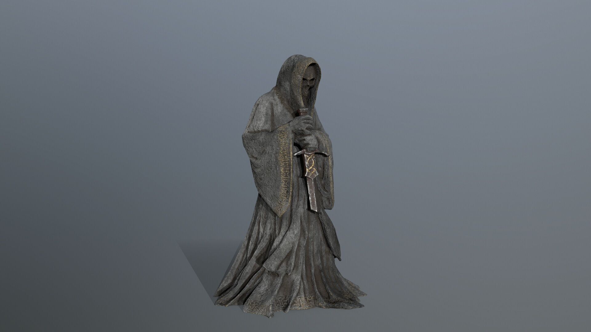 Dark statue Low-poly 3D model_10