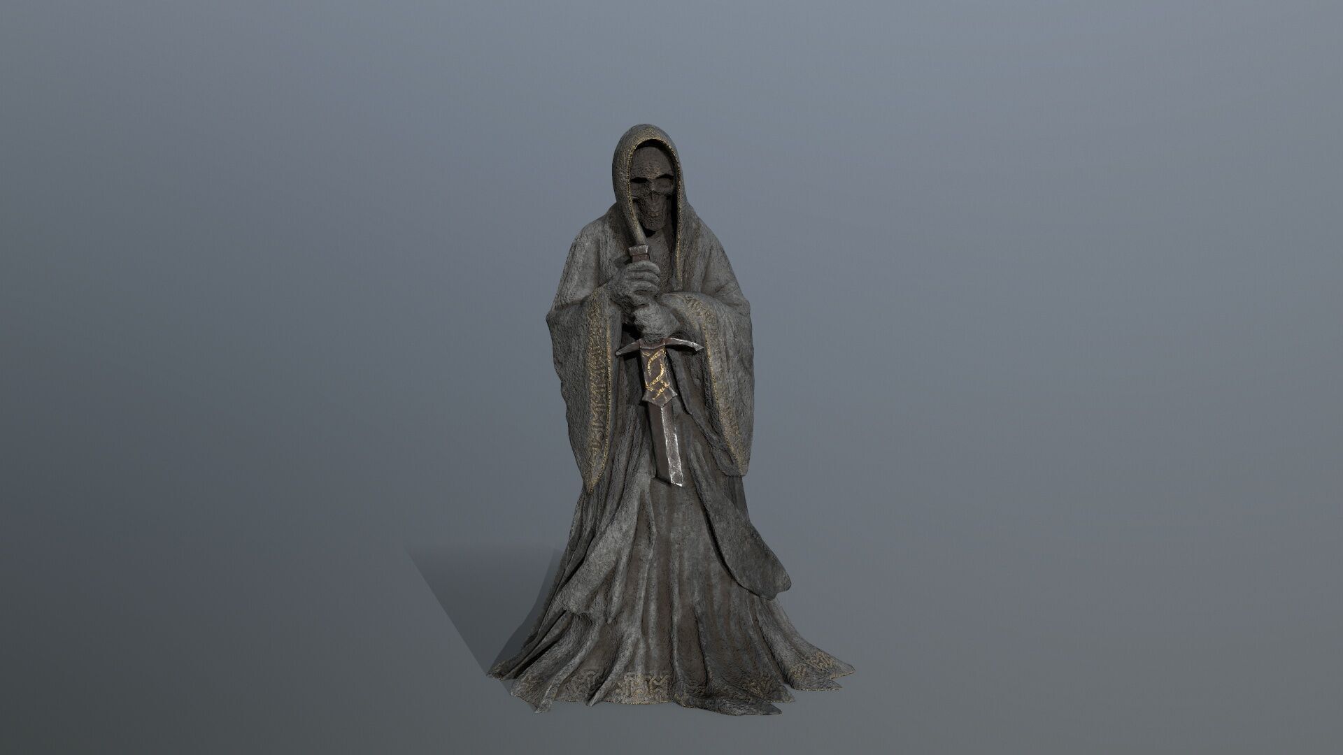 Dark statue Low-poly 3D model_11