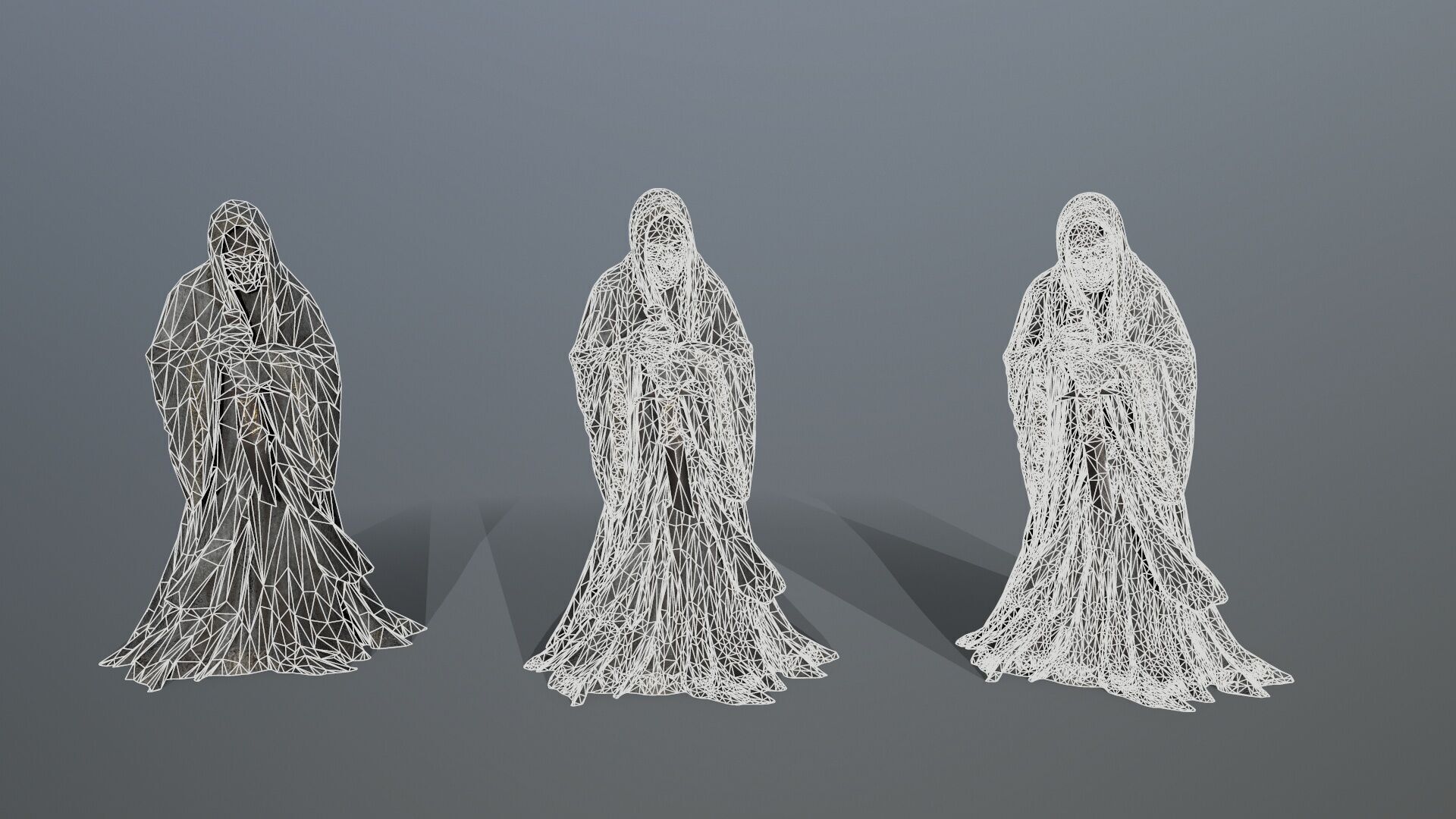 Dark statue Low-poly 3D model_13