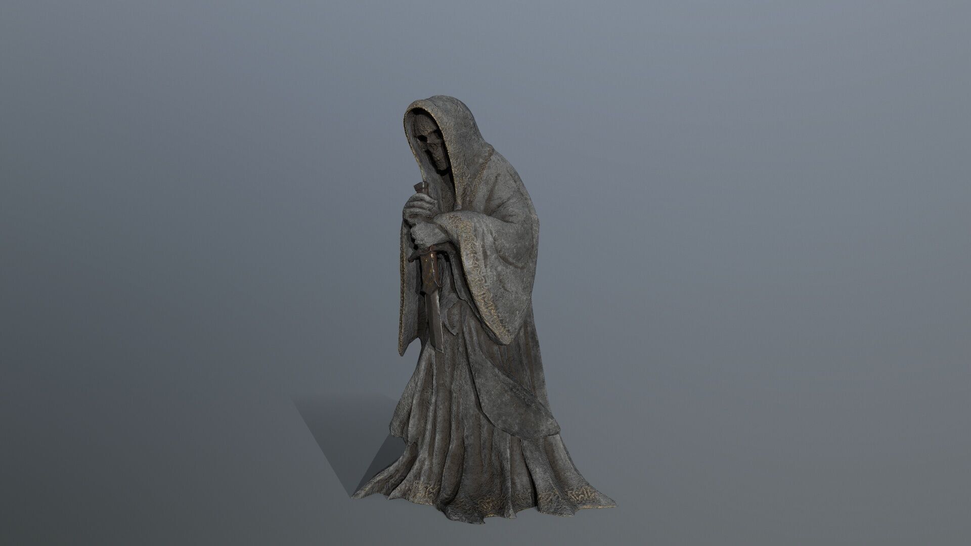 Dark statue Low-poly 3D model_4