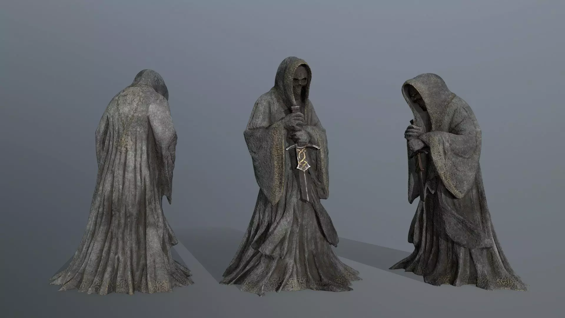 Dark statue Low-poly 3D model_0