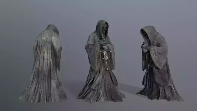 Dark statue Low-poly 3D model