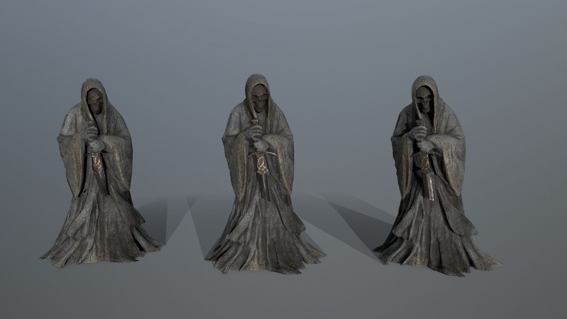 Dark statue Low-poly 3D model_12