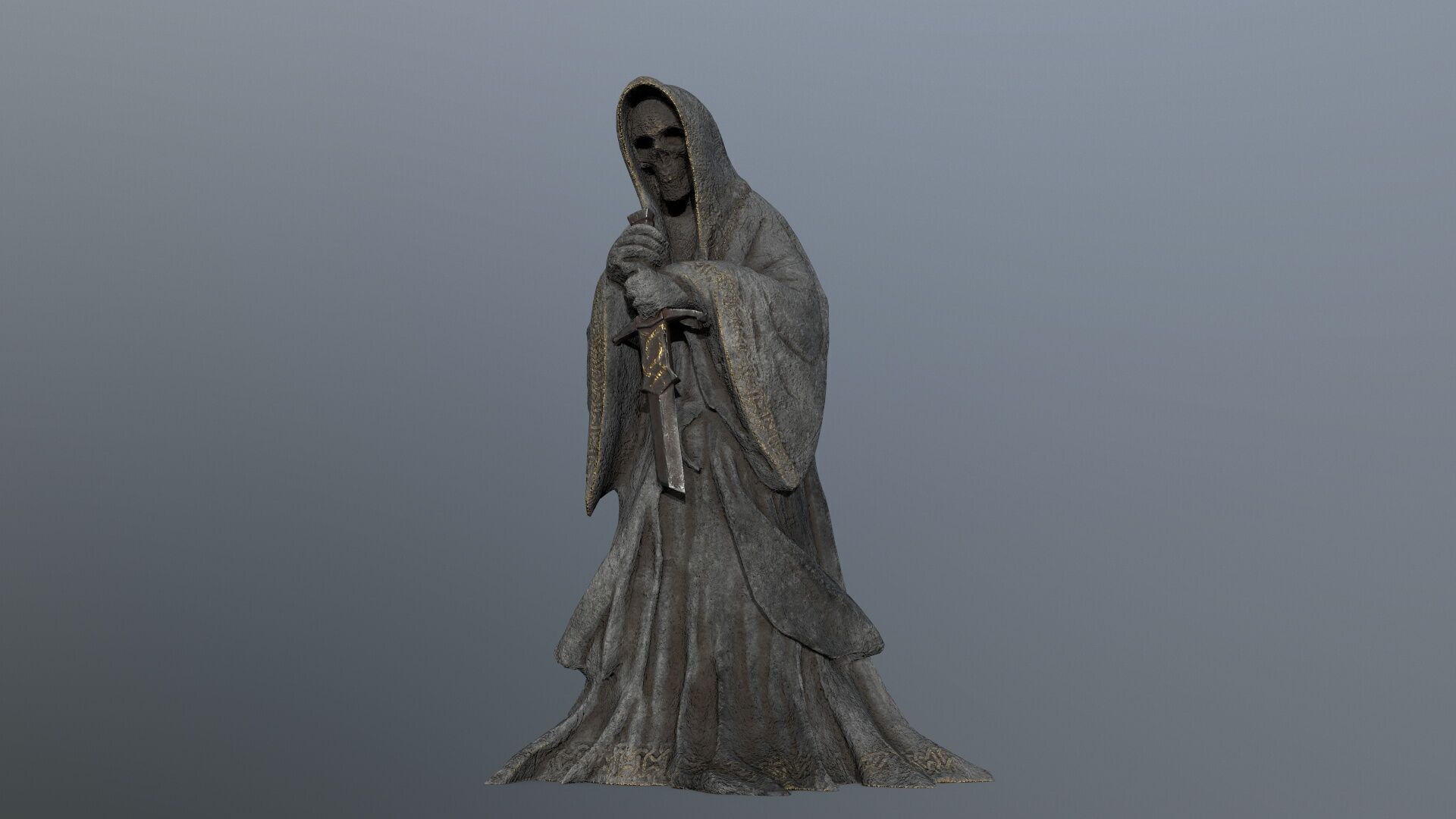 Dark statue Low-poly 3D model_1