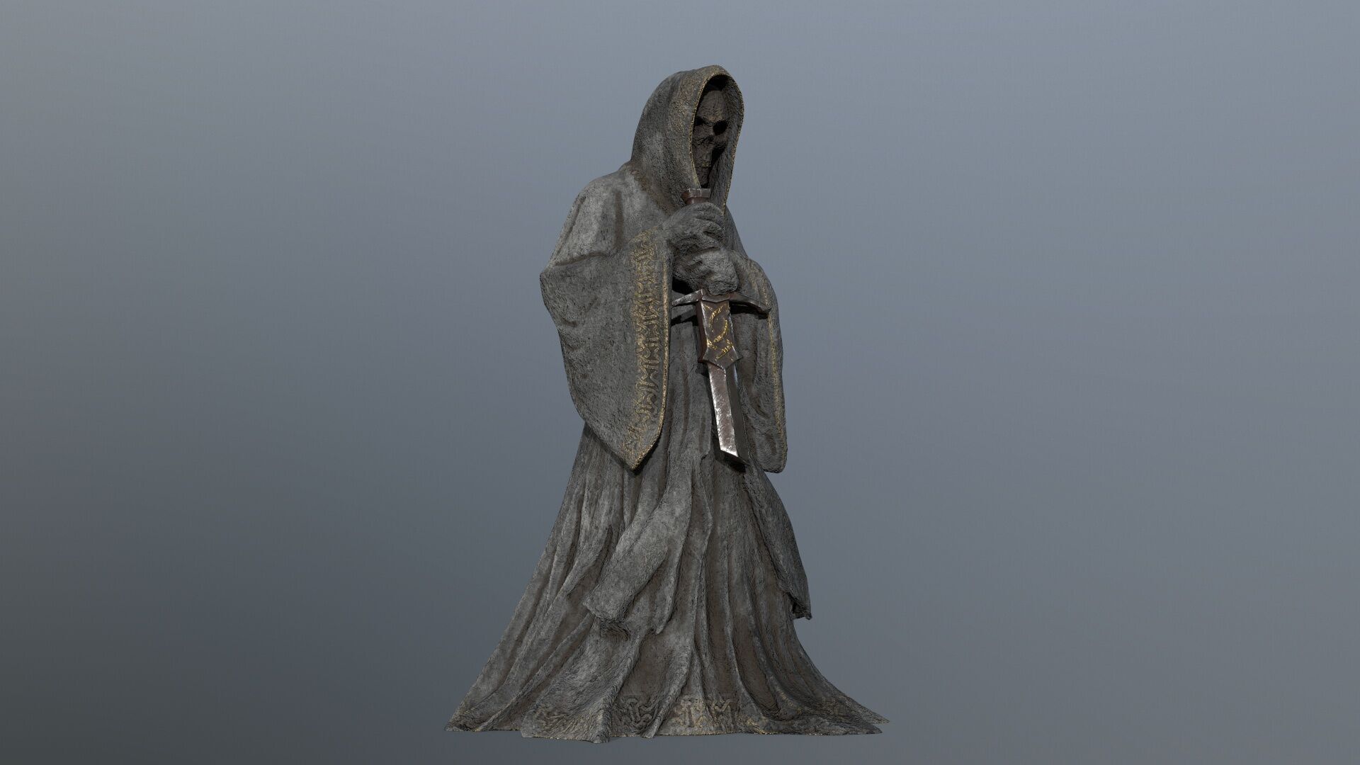 Dark statue Low-poly 3D model_2
