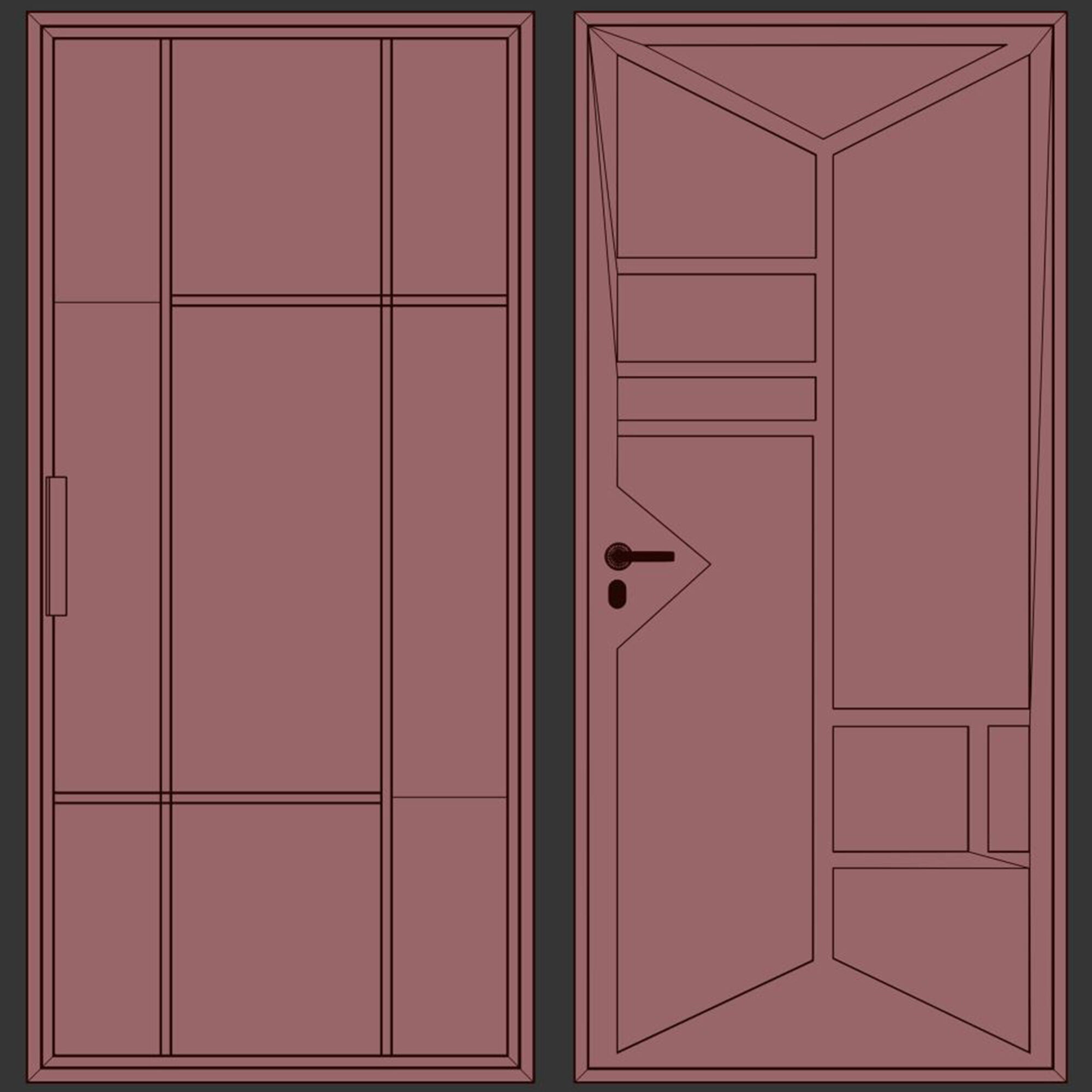 Entrance door set69 3D model_3
