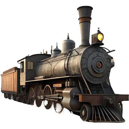 vintage locomotion vehicle  train steam engine 3D model