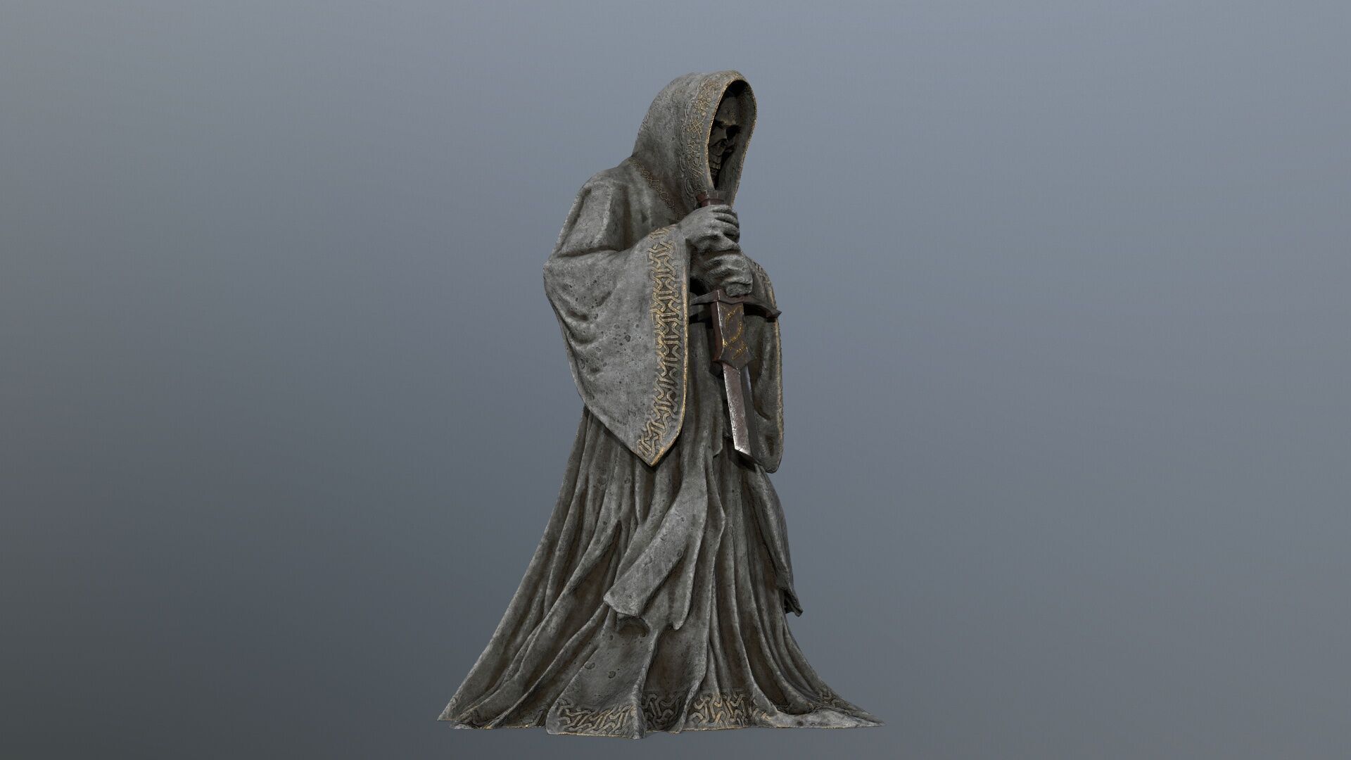 Dark statue Low-poly 3D model_2