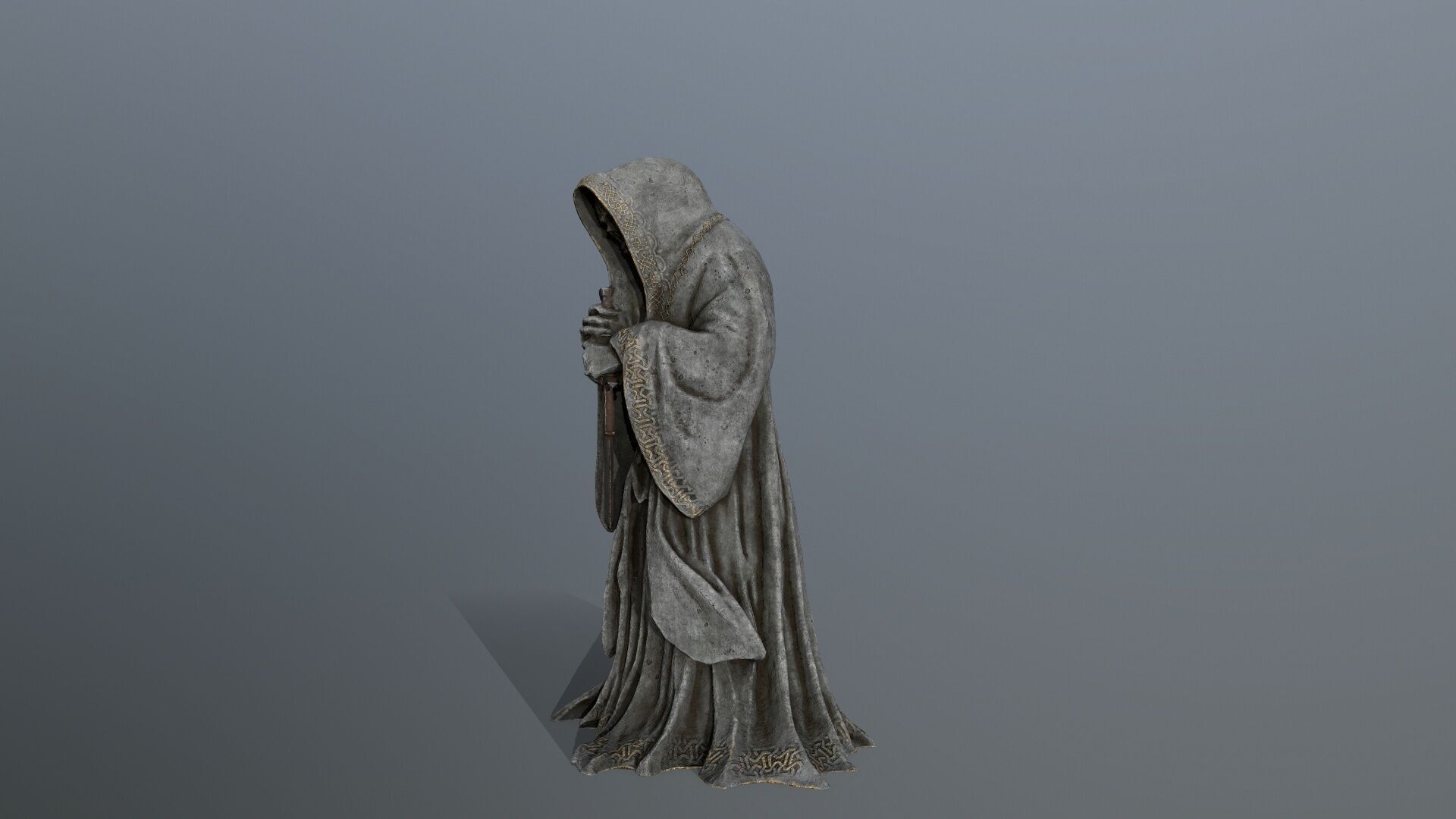 Dark statue Low-poly 3D model_5