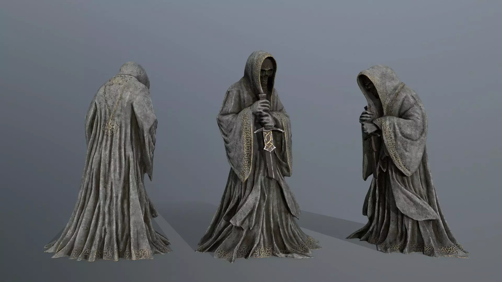 Dark statue Low-poly 3D model_0