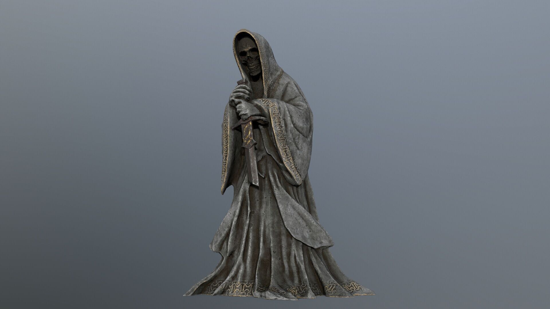 Dark statue Low-poly 3D model_1