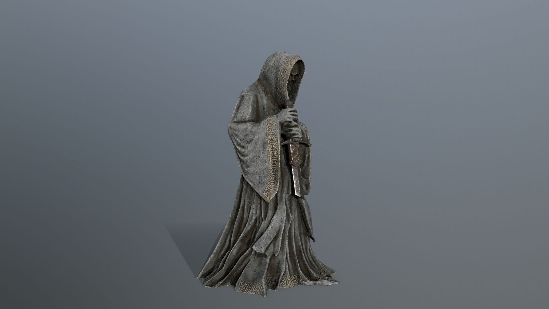 Dark statue Low-poly 3D model_10