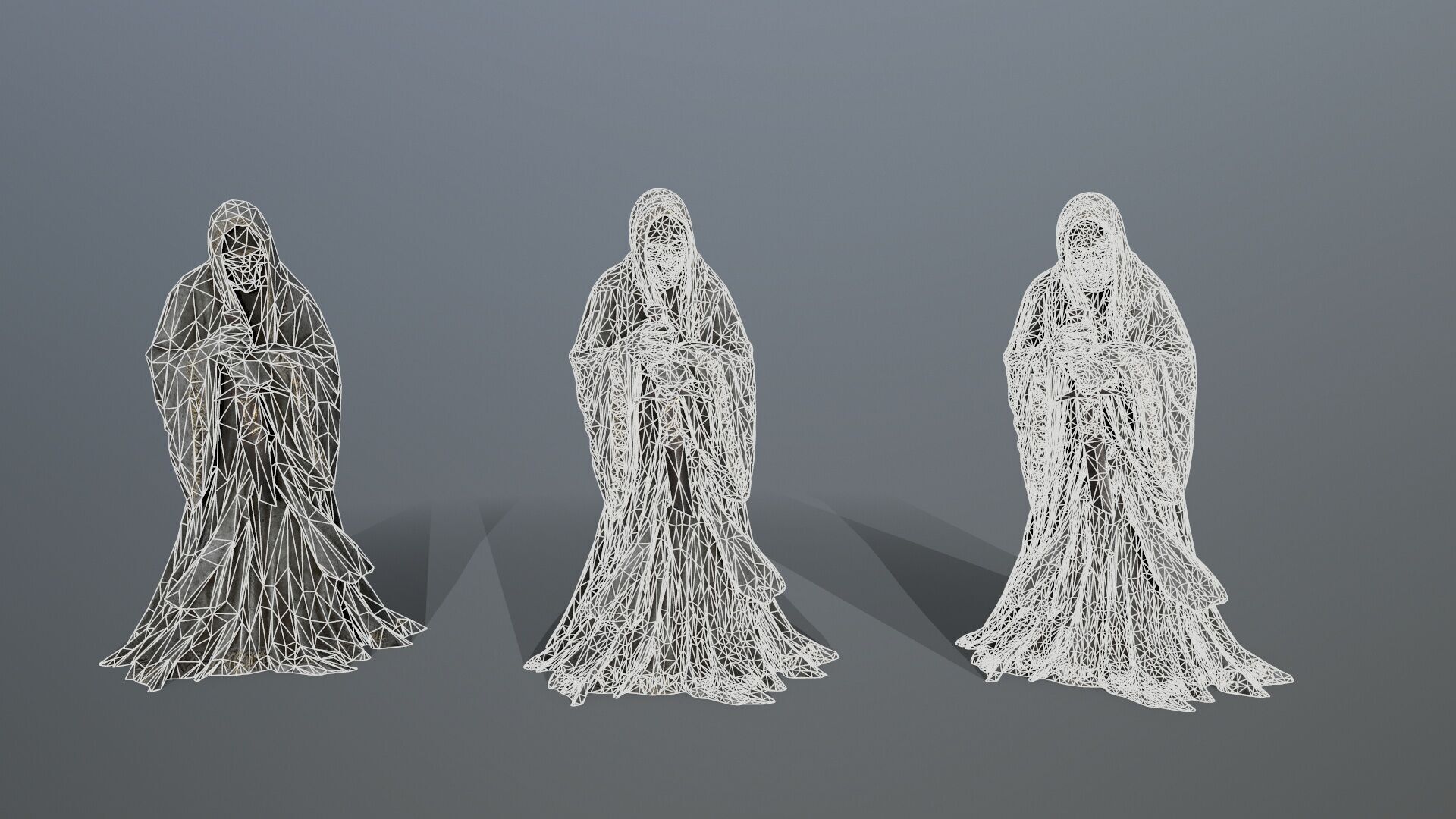 Dark statue Low-poly 3D model_13