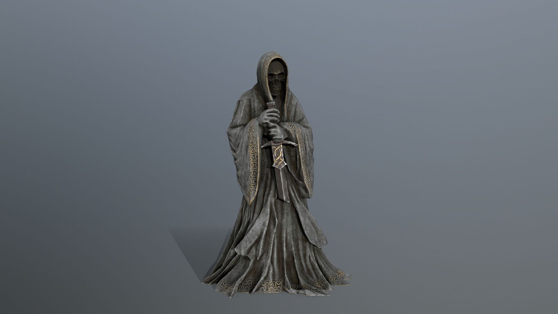 Dark statue Low-poly 3D model_3