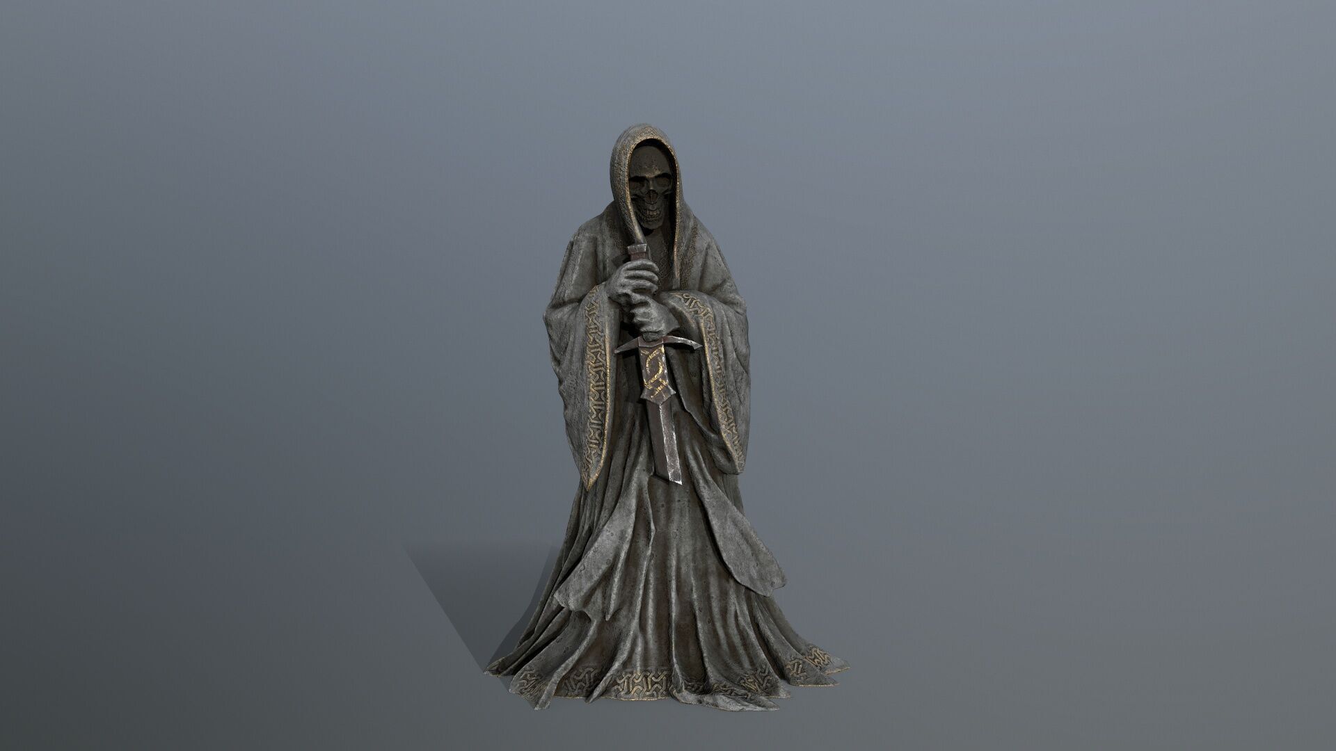 Dark statue Low-poly 3D model_11