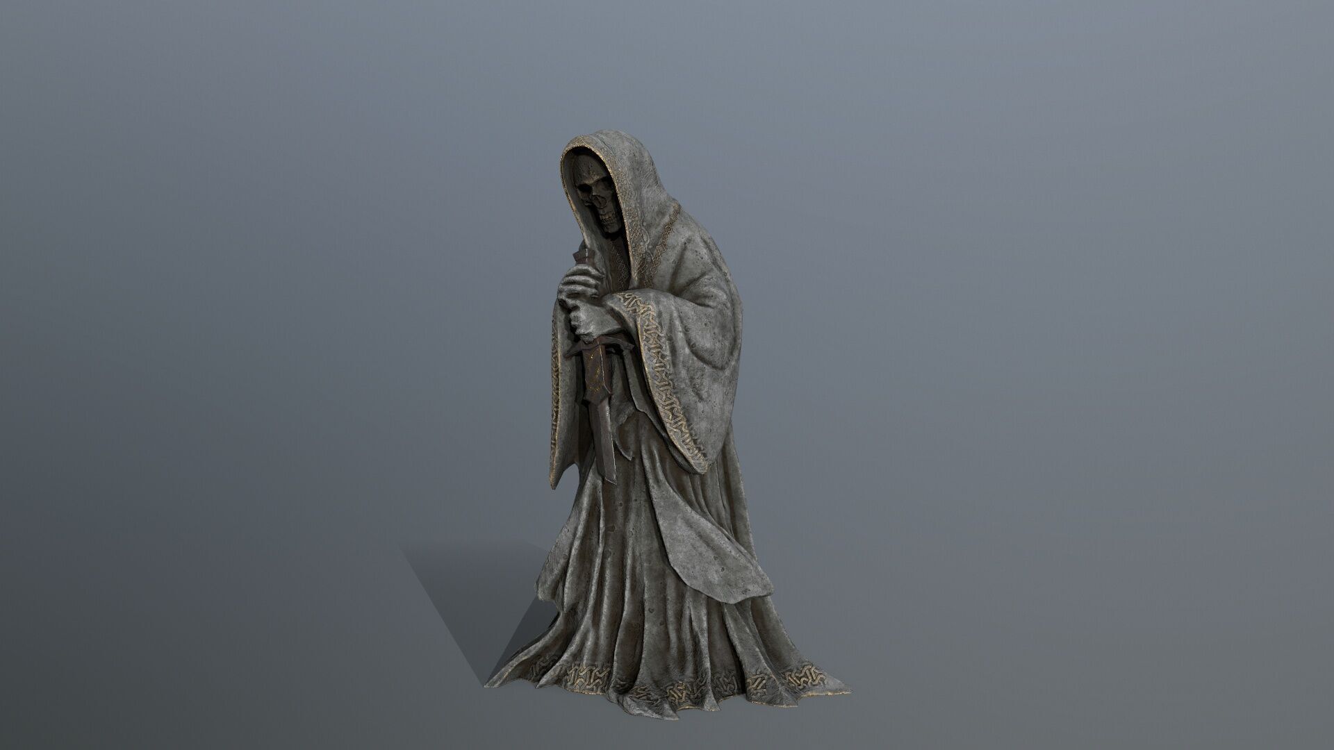 Dark statue Low-poly 3D model_4