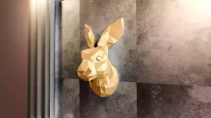 Rabbit head wall mount low poly geometrical STL