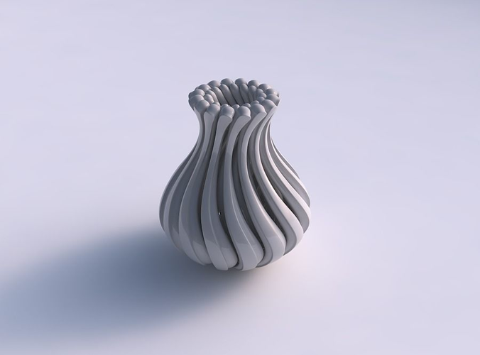 Vase curved twisted with beveled muscle structure and soft tips squeezed