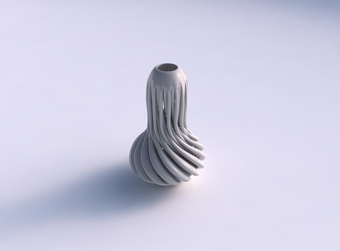 Vase curved wavy with thick muscle structure wide middle