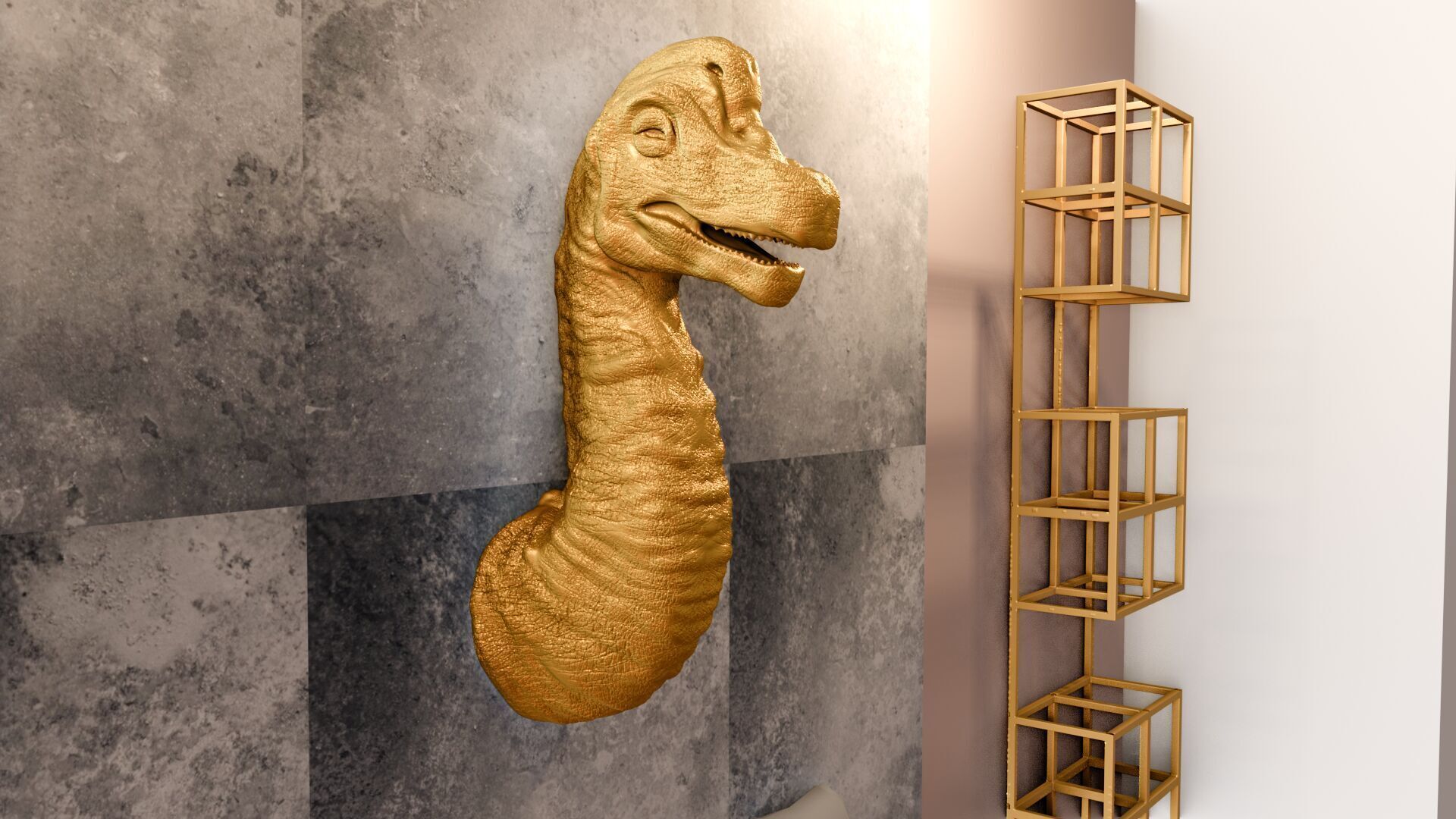 brachiosaurus brontosaurus head wall mount STL 3D print model_3