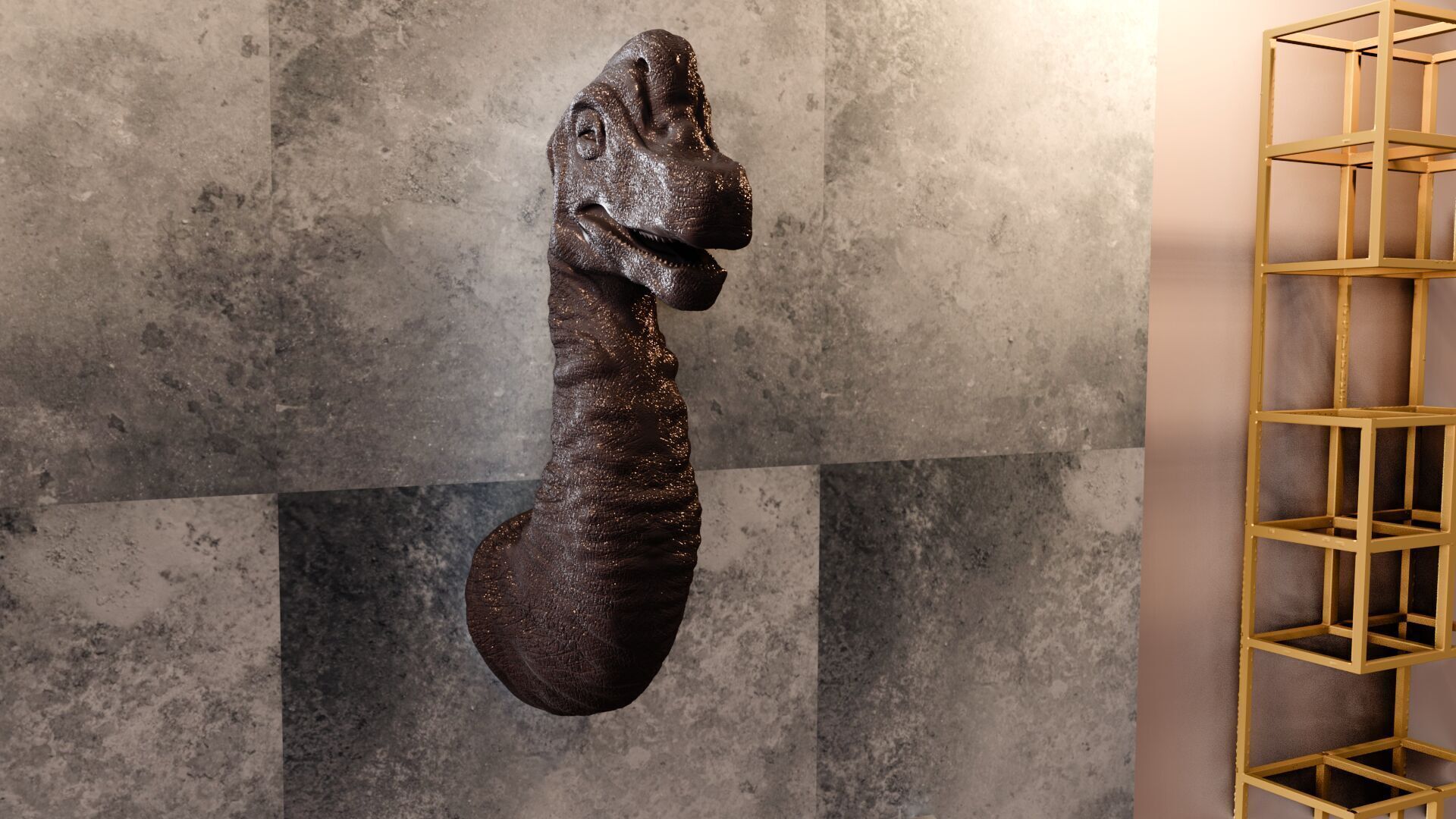 brachiosaurus brontosaurus head wall mount STL 3D print model_4