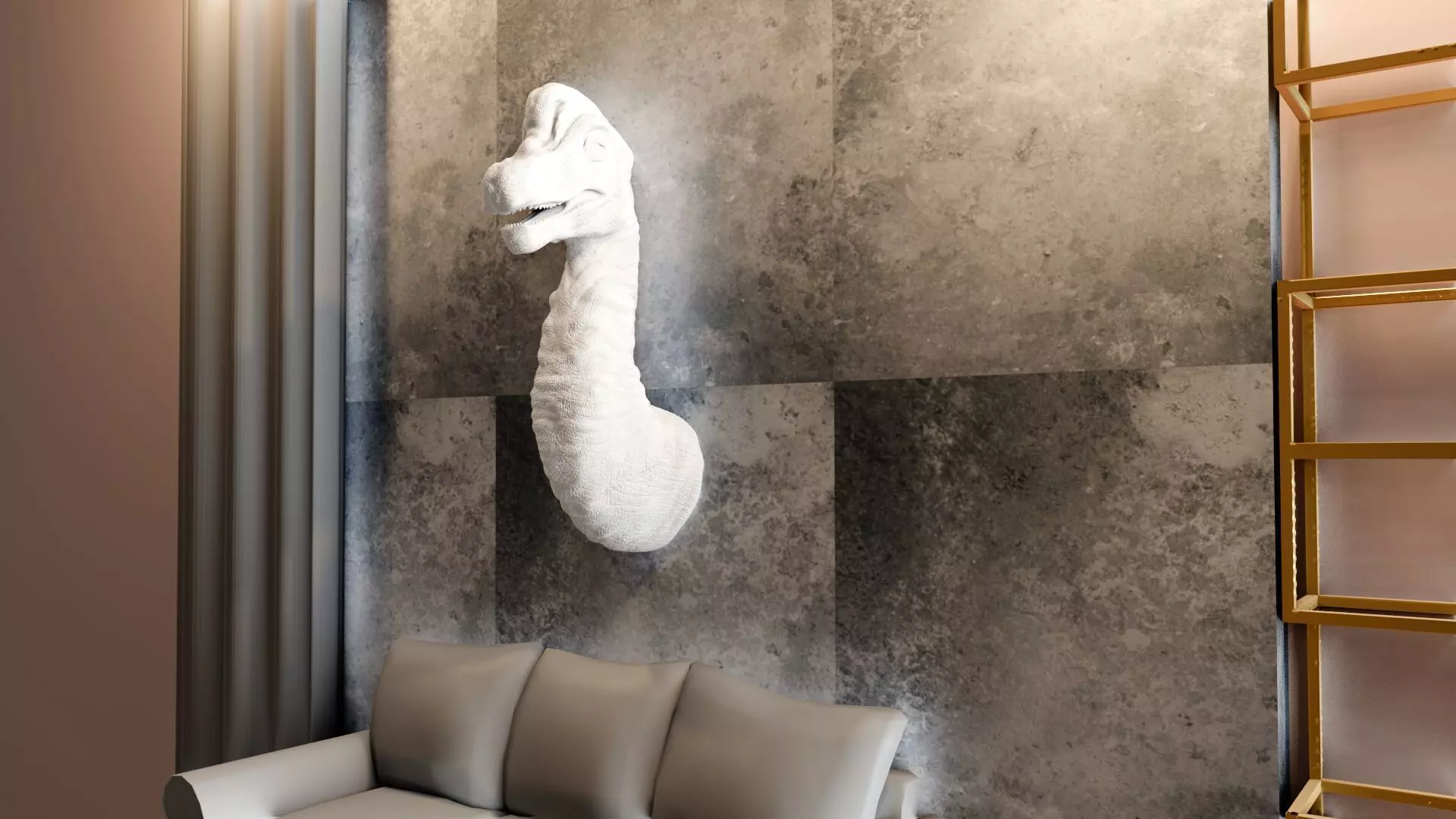 brachiosaurus brontosaurus head wall mount STL 3D print model_0