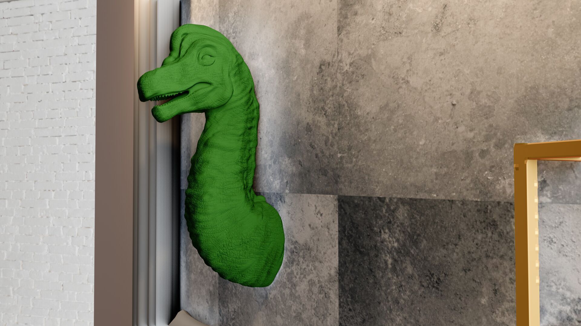 brachiosaurus brontosaurus head wall mount STL 3D print model_1