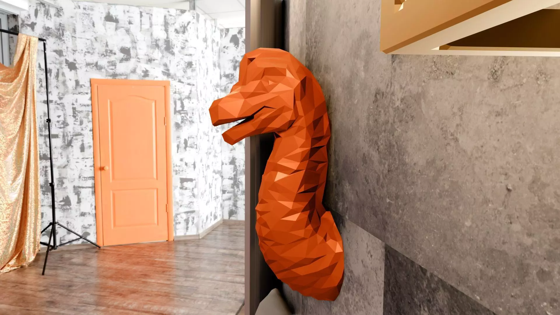 brontosaurus brachiosaurus low poly head wall mount STL 3D print model