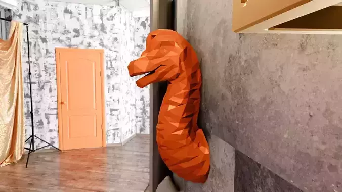 brontosaurus brachiosaurus low poly  head wall mount STL