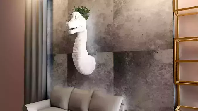 brachiosaurus brontosaurus head wall mount planter cactus  STL