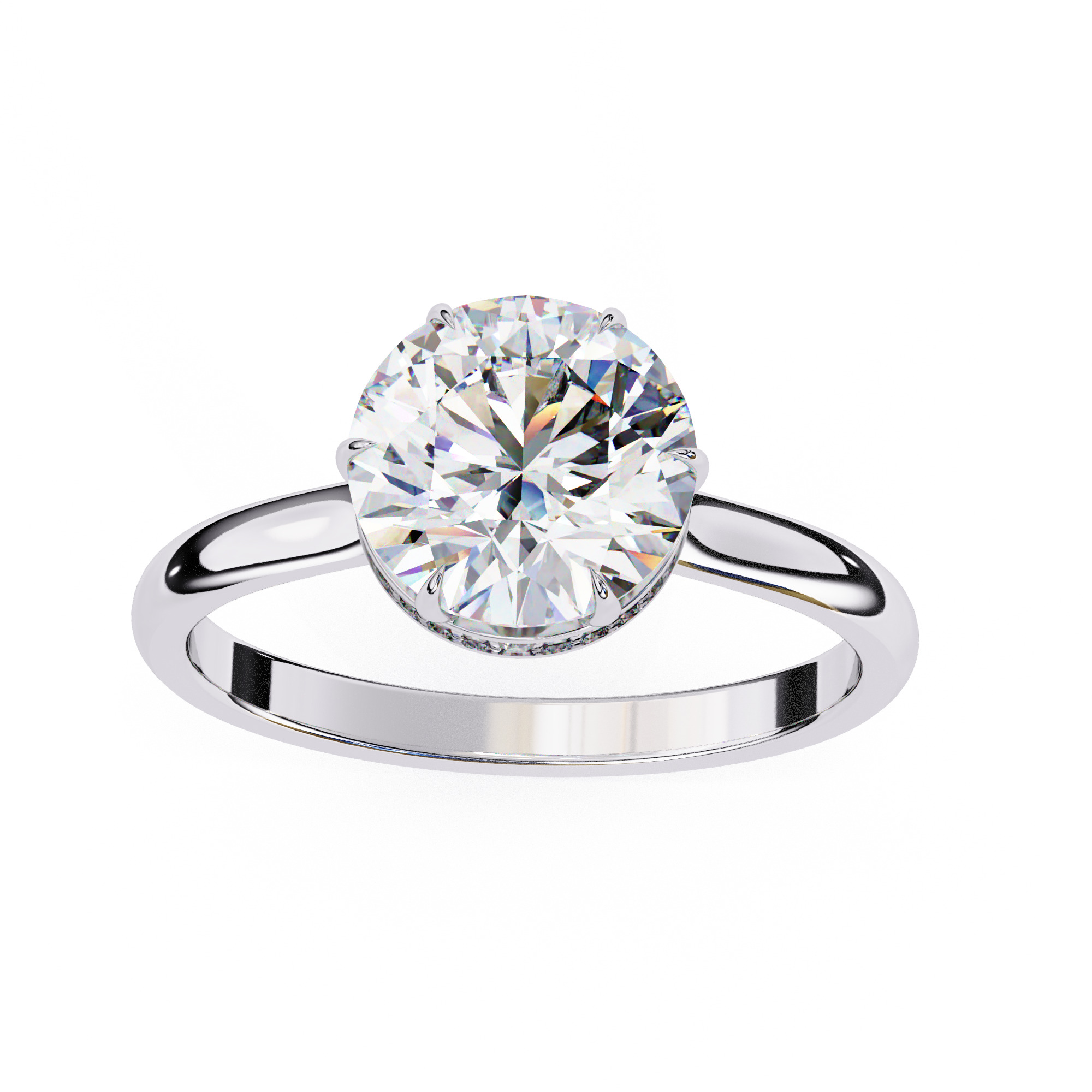 Mono Solitaire Diamond Ring 360 animation renders 3dm stl 3D print model_14