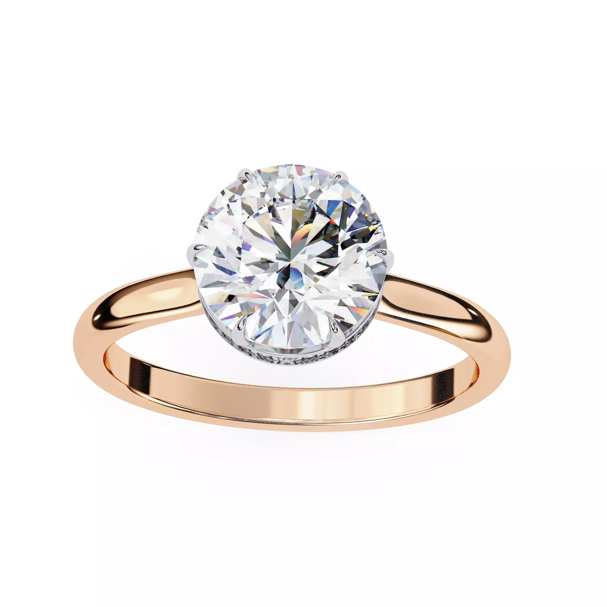 Mono Solitaire Diamond Ring 360 animation renders 3dm stl 3D print model_0