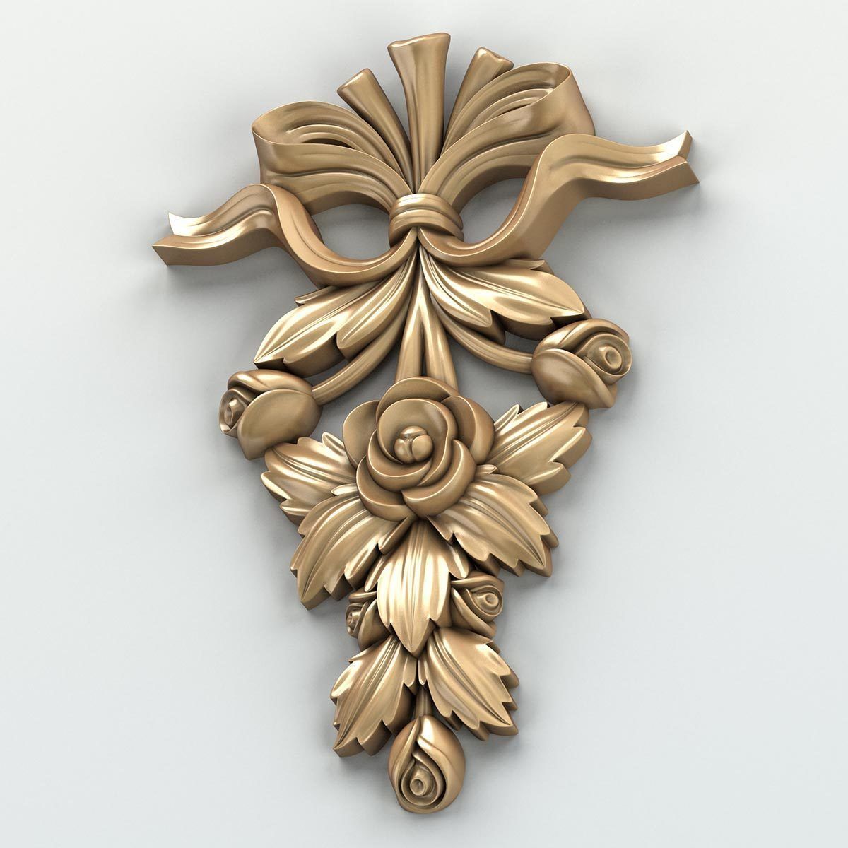 Carved decor vertical 010 3D model_3