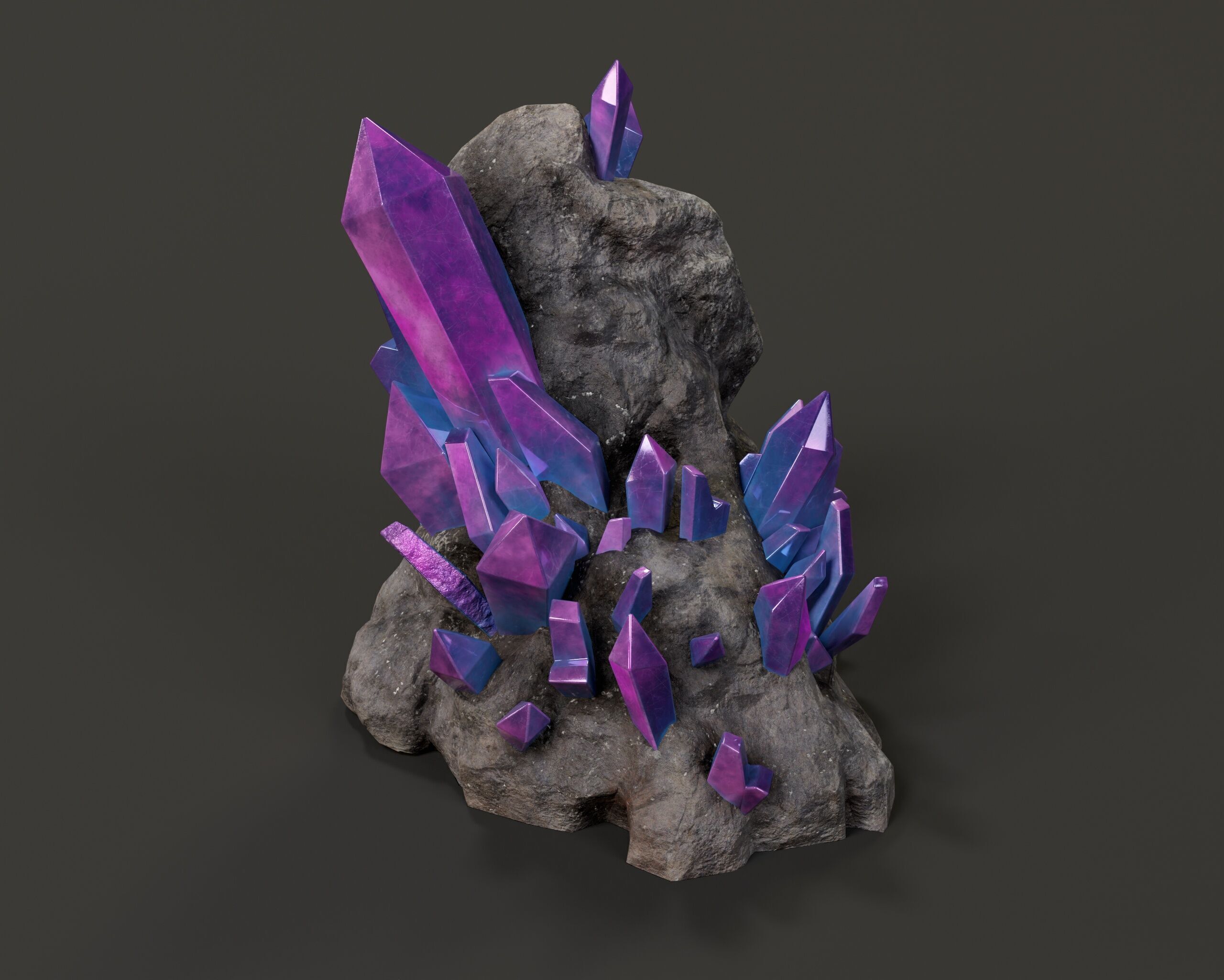 Crystal Ore Set 1 - 8 Colors Low-poly 3D model_16