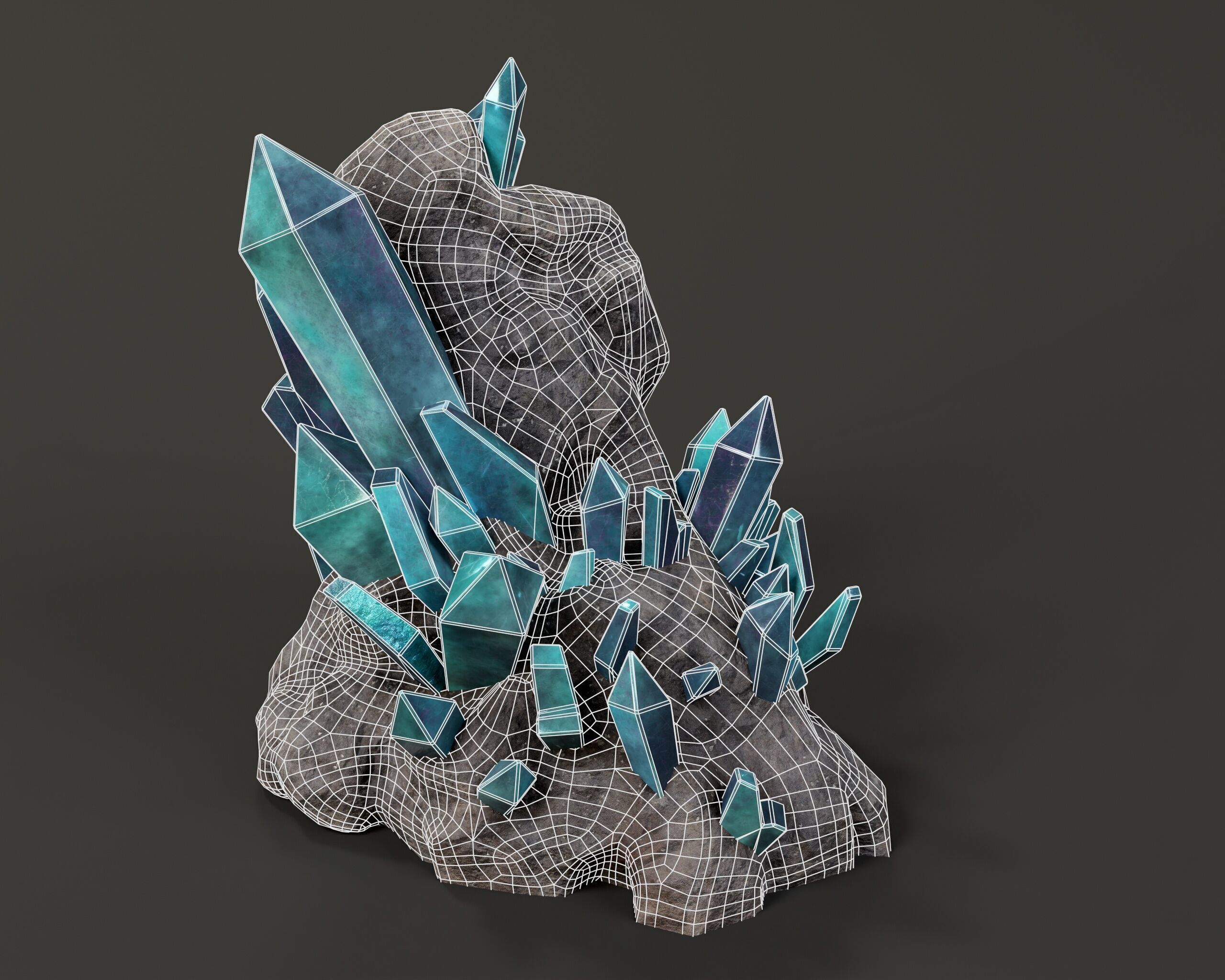 Crystal Ore Set 1 - 8 Colors Low-poly 3D model_23