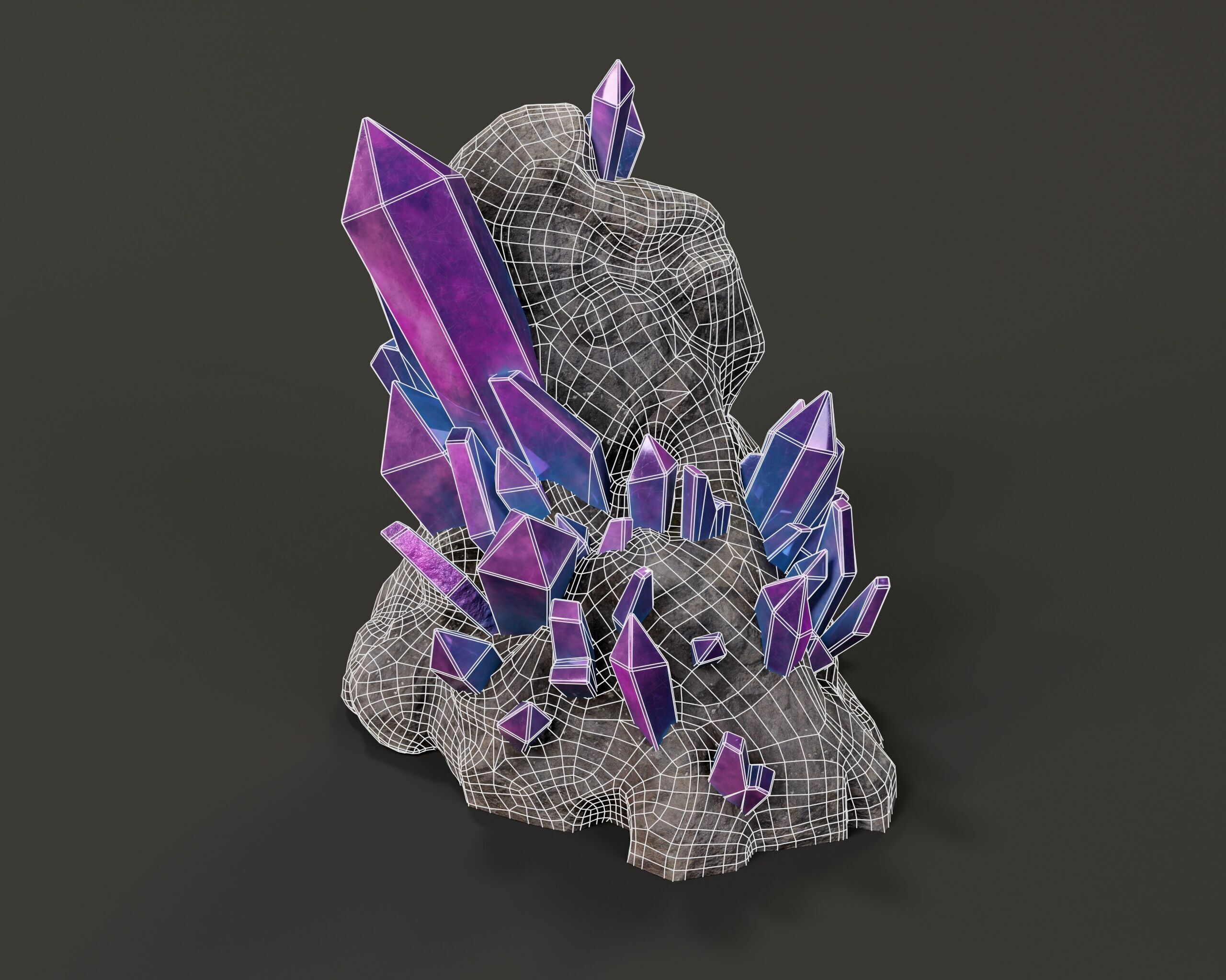 Crystal Ore Set 1 - 8 Colors Low-poly 3D model_17