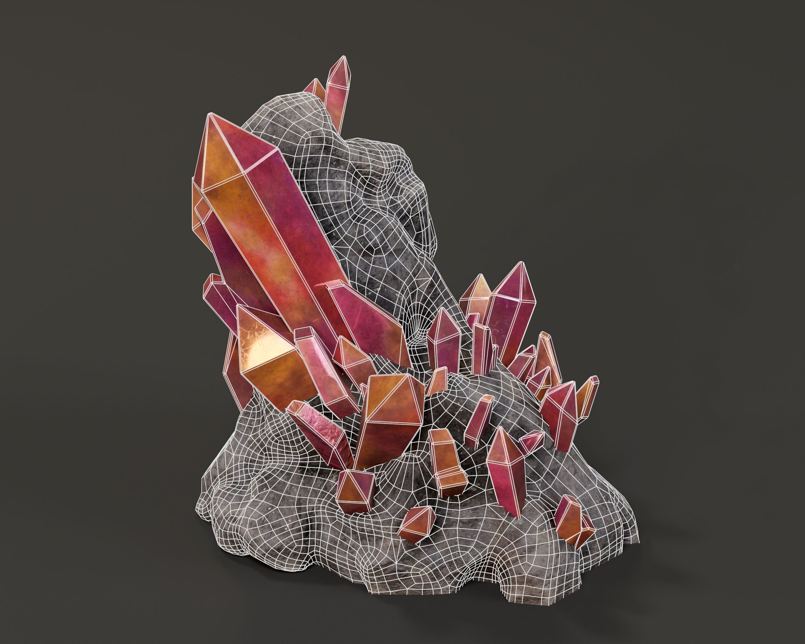 Crystal Ore Set 1 - 8 Colors Low-poly 3D model_15