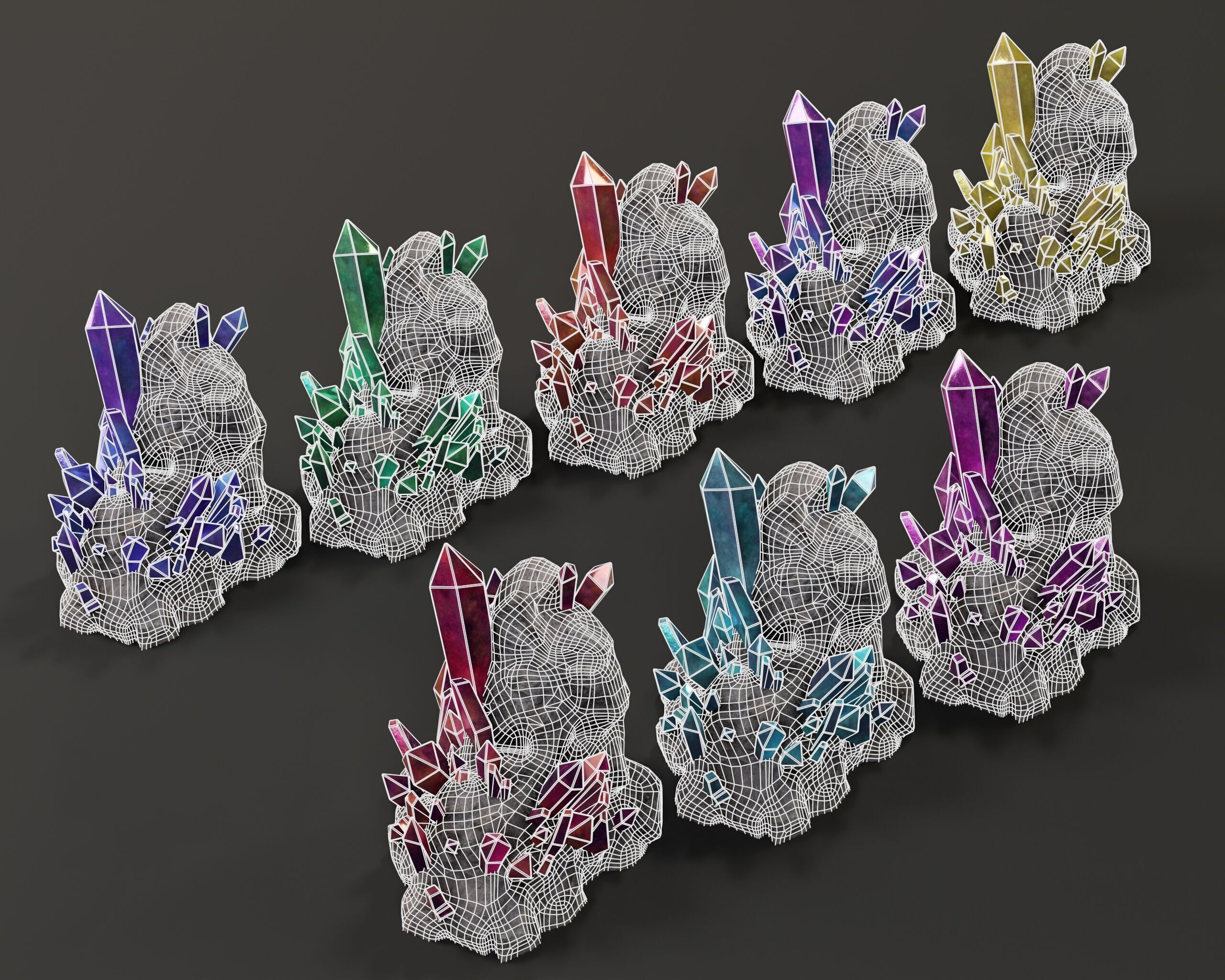 Crystal Ore Set 1 - 8 Colors Low-poly 3D model_3