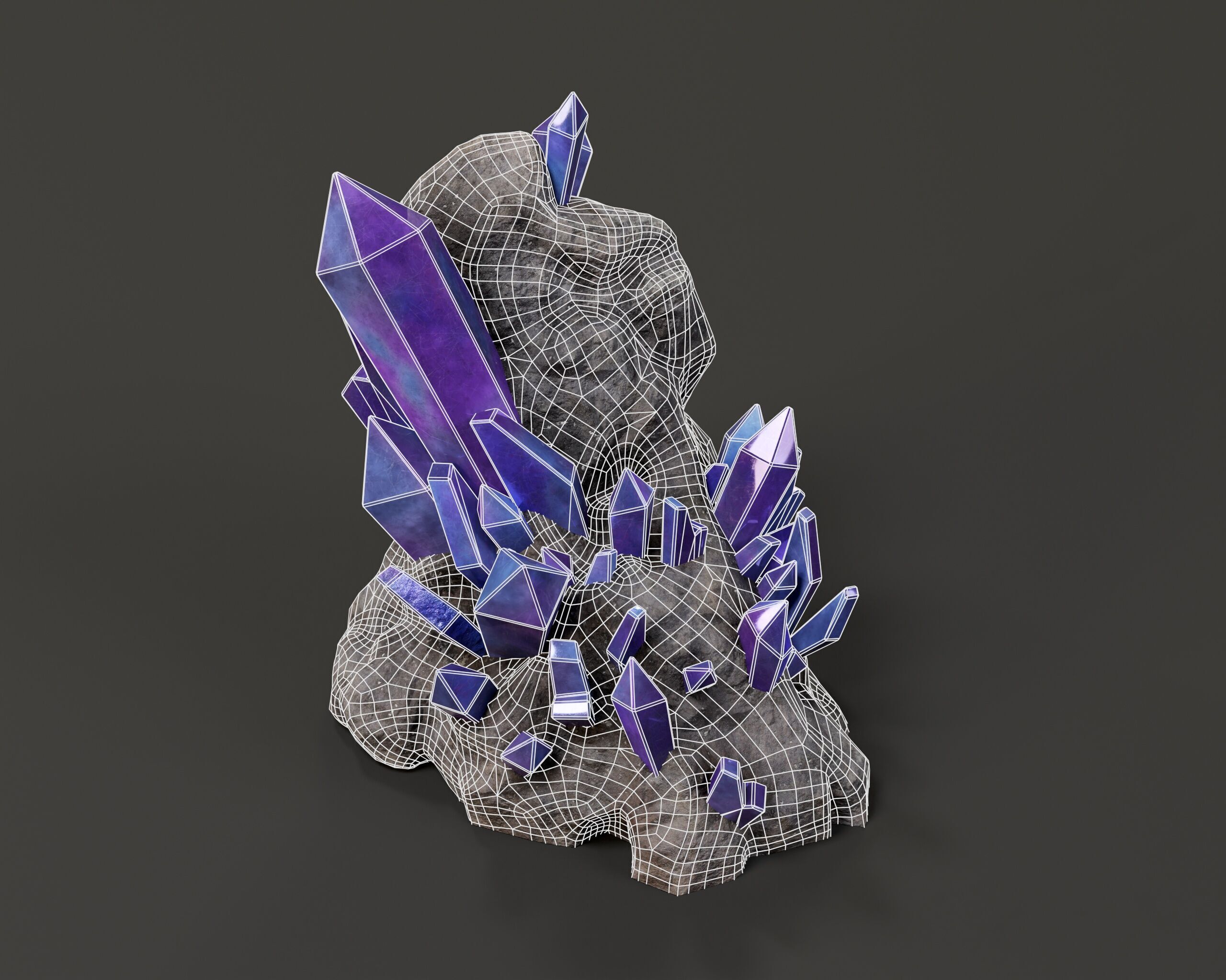 Crystal Ore Set 1 - 8 Colors Low-poly 3D model_11